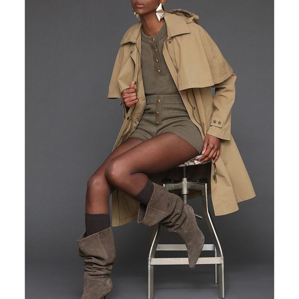 New Avec Les Filles Hooded Cape Raincoat  Trench coat